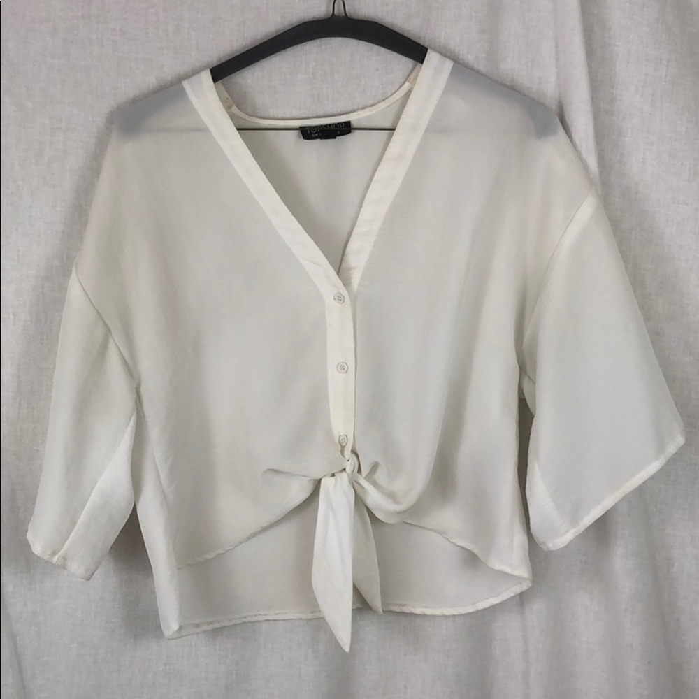 Top shop cropped tie up blouse
